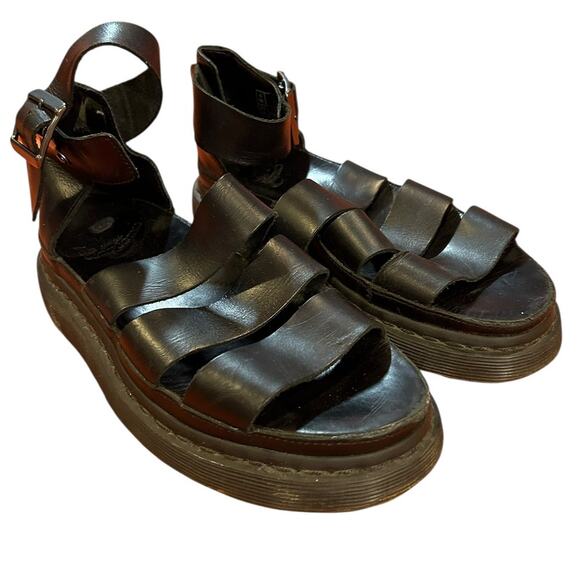 DR. MARTENS Women's Gladiator Sandals EU 37 US 6 Black Leather Clarissa Platform